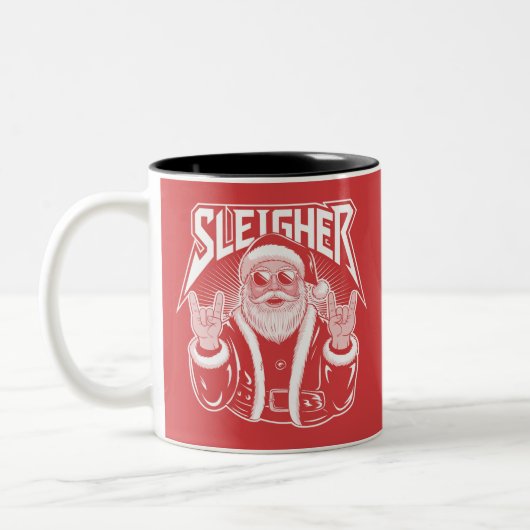 Sleigher Santa Claus Funny Metal Christmas Rock Tweekleurige Koffiemok (Links)