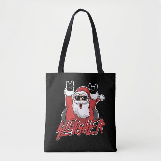 Sleigher Santa Claus Metal Christmas Funny Hail  Tote Bag (Voorkant)