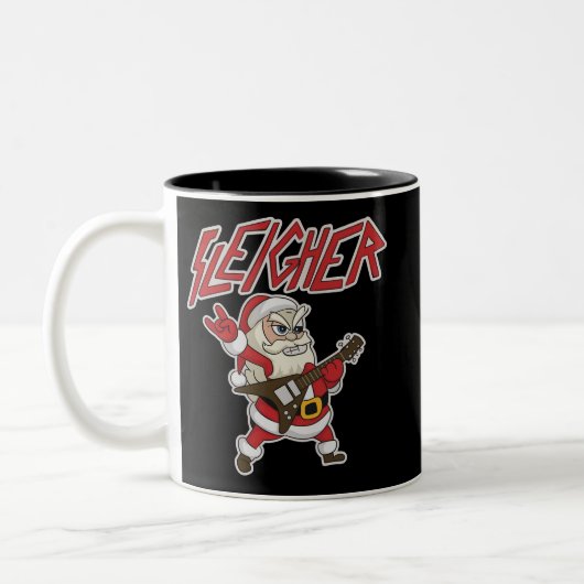 Sleigher Santa Claus Metal Christmas Hail Funny Tweekleurige Koffiemok (Links)