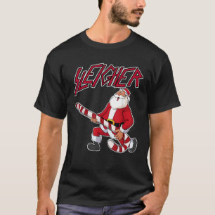 Sleigher Santa met Candy Cane Gitaar Grappig Metaa T-shirt