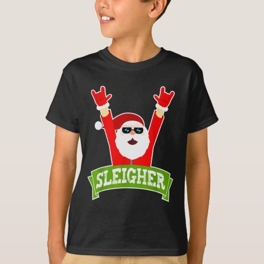 Sleigher Ugly Sweater Heavy Metal Christmas Sweate T-shirt (Voorkant)