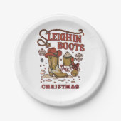 Sleighin Boots This Christmas Funny West Cowboy   Papieren Bordje (Voorkant)