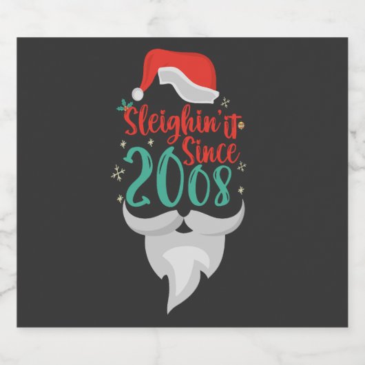 Sleighin het Sinds 2008 Kerstmis Verjaardag Kerstm Bier Etiket (Enkel label)