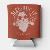 Sleighin It Grappige Santa Sleigh Kerstmis Blikjeskoeler (Achterkant)