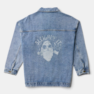 Sleighin It Grappige Santa Sleigh Kerstmis Denim Jacket