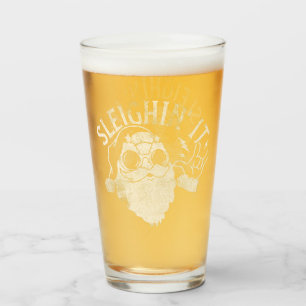 Sleighin It Grappige Santa Sleigh Kerstmis Glas