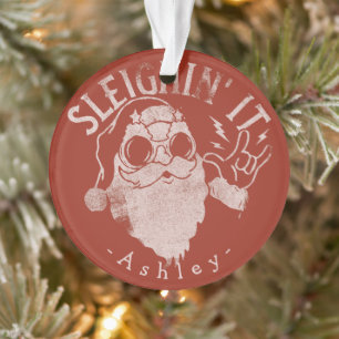 Sleighin It Grappige Santa Sleigh Kerstmis Ornament