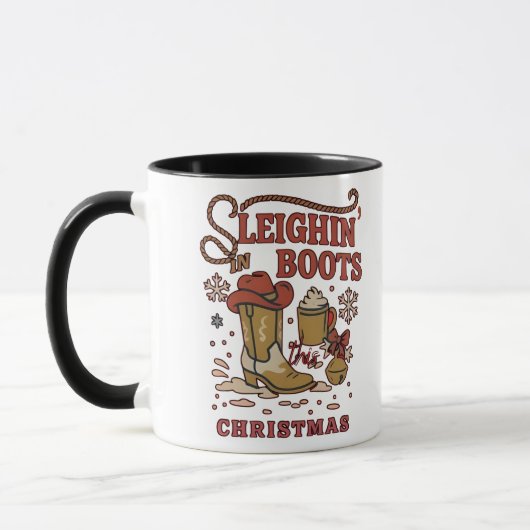 Sleighin Laarzen deze Kerst Grappige West Cowboy Mok (Links)