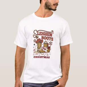 Sleighin Laarzen deze Kerst Morsig West Cowboy T-shirt