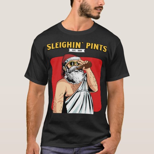 Sleighin Pints Grappige Kerst T-shirt (Voorkant)