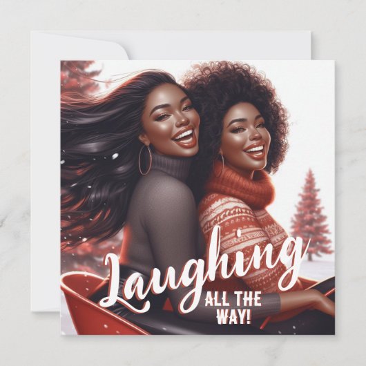 Sleighin' Sisters feestelijk lachen Feestdagenkaart (Voorkant)