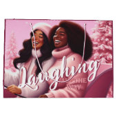 Sleighin' Sisters Feestelijk Lachen Pastel Roze Groot Cadeauzakje (Achterkant)