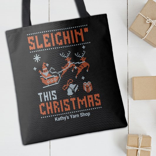 Sleighin' This Christmas Santa Knitting Naam Tote Bag