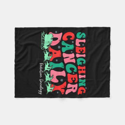 Sleighing Cancer Daily Radiation Oncology Christma Fleece Deken (Voorkant (Horizontaal))
