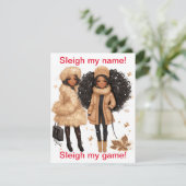 Sleighing Christmas Sassy vakantie kerst Kaart (Staand voorkant)
