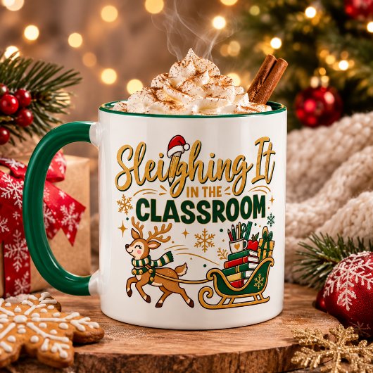 Sleighing It in de Klas Kerst Leraar Mok