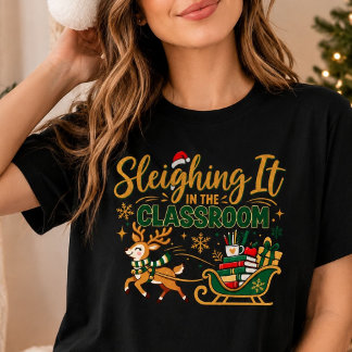 Sleighing It in de klas Kerstmis Leraar Tri-Blend Shirt