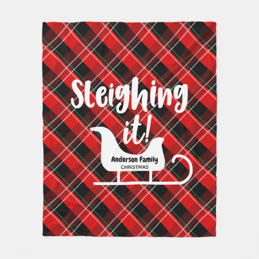 Sleighing It Kerstmis Fleece Deken (Voorkant)