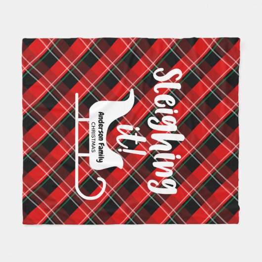 Sleighing It Kerstmis Fleece Deken (Voorkant (Horizontaal))