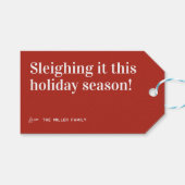 Sleighing It | Schattige kerstfeest Cadeaulabel (Voorkant (Horizontaal))