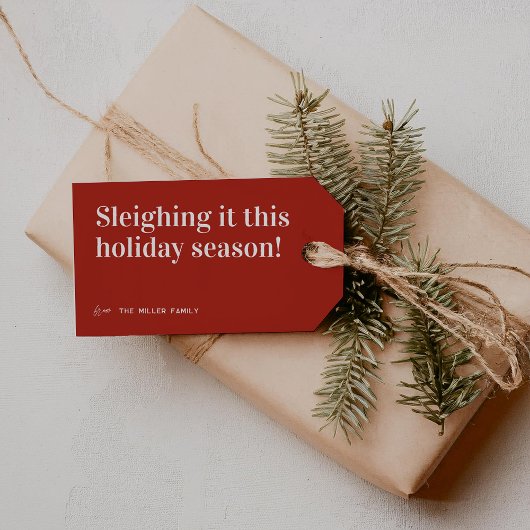 Sleighing It | Schattige kerstfeest Cadeaulabel