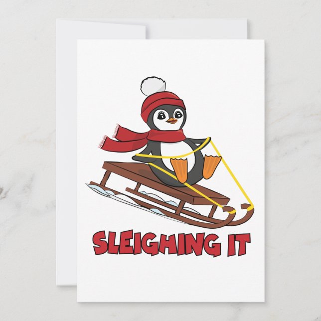 Sleighing It - Snow Sledding Cute Penguin Winter (Voorkant)