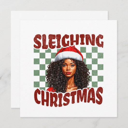 Sleighing Kerstmis Afro-Amerikaanse vrouw (Voorkant / Achterkant)