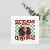 Sleighing Kerstmis Afro-Amerikaanse vrouw (Staand voorkant)