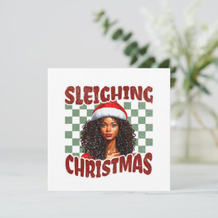 Sleighing Kerstmis Afro-Amerikaanse vrouw