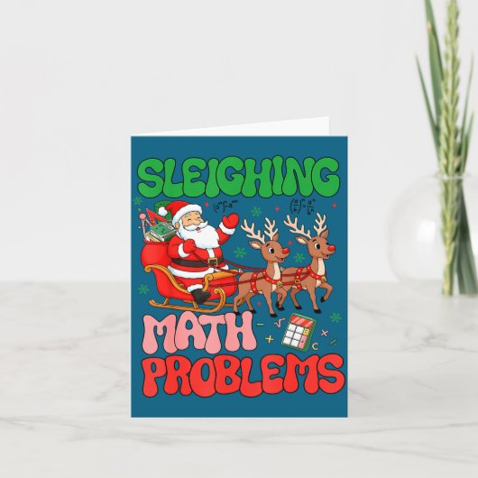 Sleighing Math Problems Funny Teacher Christmas Qu Kaart (Voorkant)