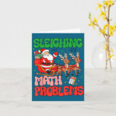 Sleighing Math Problems Funny Teacher Christmas Qu Kaart (Gele Bloem)