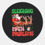 Sleighing Math Problems Funny Teacher Christmas Qu Ronde Sticker (Voorkant)