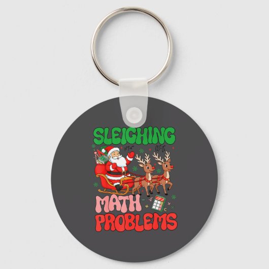Sleighing Math Problems Funny Teacher Christmas Qu Sleutelhanger (Voorkant)