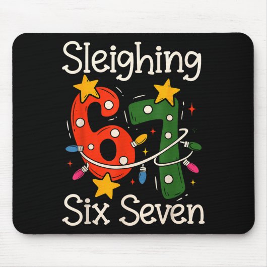Sleighing Six Seven 67 Meme Kerst Gen Z Alpha Muismat (Voorkant)