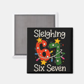 Sleighing Six Seven 67 Meme Kerstmis Gen Z Alpha Magneet (Voorkant / Achterkant)