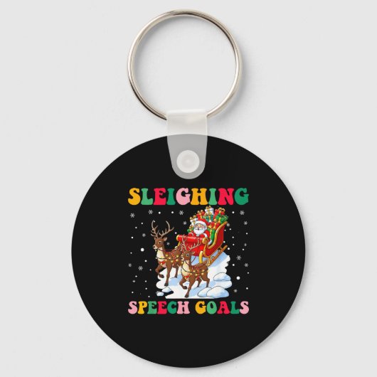 Sleighing Speech Goal Reindeer Christmas Speech Sl Sleutelhanger (Voorkant)