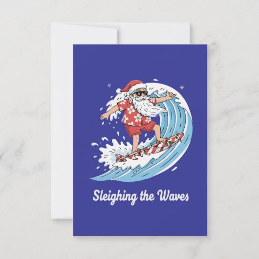 "Sleighing the Waves" Grappig Surfen Santa Tropica Bedankkaart (Voorkant)