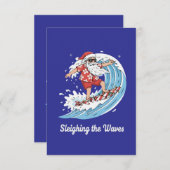 "Sleighing the Waves" Grappig Surfen Santa Tropica Bedankkaart (Voorkant / Achterkant)