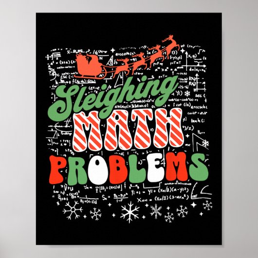 Sleighing Wiskunde Probleem Wiskunde Leraar Kerst Poster (Voorkant)