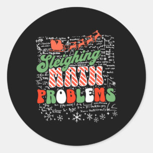 Sleighing Wiskunde Probleem Wiskunde Leraar Kerst Ronde Sticker