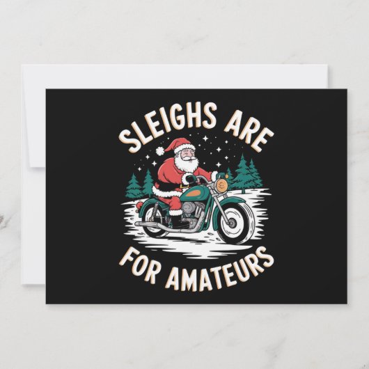 Sleighs zijn voor amateurs kerst motorfiets feestdagenkaart (Voorkant)