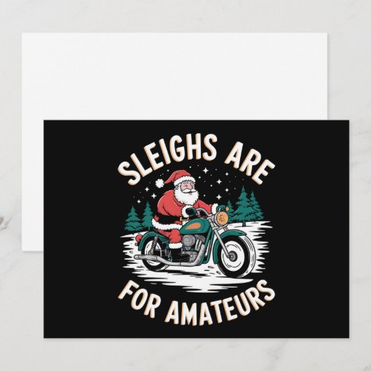Sleighs zijn voor amateurs kerst motorfiets feestdagenkaart (Voorkant / Achterkant)