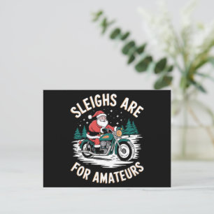 Sleighs zijn voor amateurs kerst motorfiets feestdagenkaart