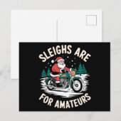 Sleighs zijn voor amateurs kerst motorfiets feestdagenkaart (Voorkant / Achterkant)