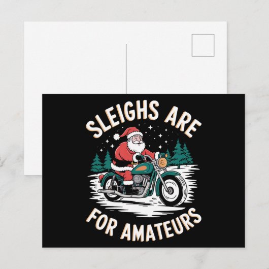 Sleighs zijn voor amateurs kerst motorfiets feestdagenkaart (Voorkant / Achterkant)