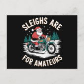 Sleighs zijn voor amateurs kerst motorfiets feestdagenkaart (Voorkant)