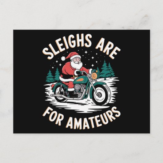 Sleighs zijn voor amateurs kerst motorfiets feestdagenkaart (Voorkant)