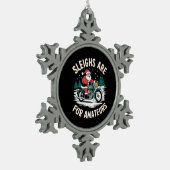 Sleighs zijn voor amateurs kerst motorfiets tin sneeuwvlok ornament (Links)
