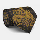 Sleipnir, Gouden Noorse Paard met Runen Symbool Stropdas (Opgerold)