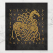 Sleipnir Norse Rune Circle - Golden Viking Horse D Wijn Etiket (Enkel label)